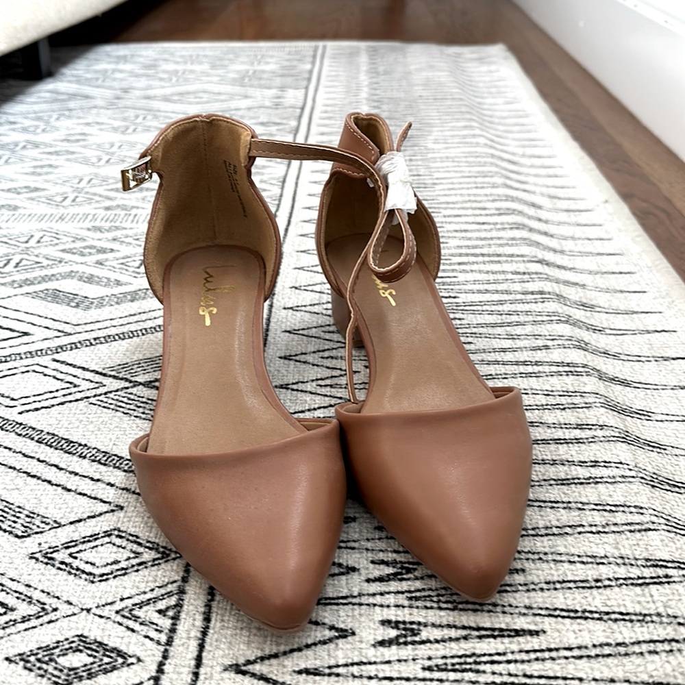 Lulu’s Tan Block Heels — 6.5